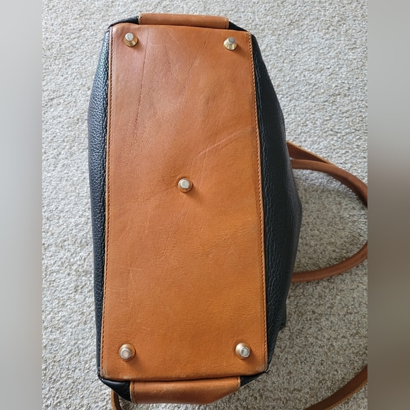 VALENTINA Vintage Pebbled Black and Brown Leather Satchel - Great Condition - Picture 8 of 14